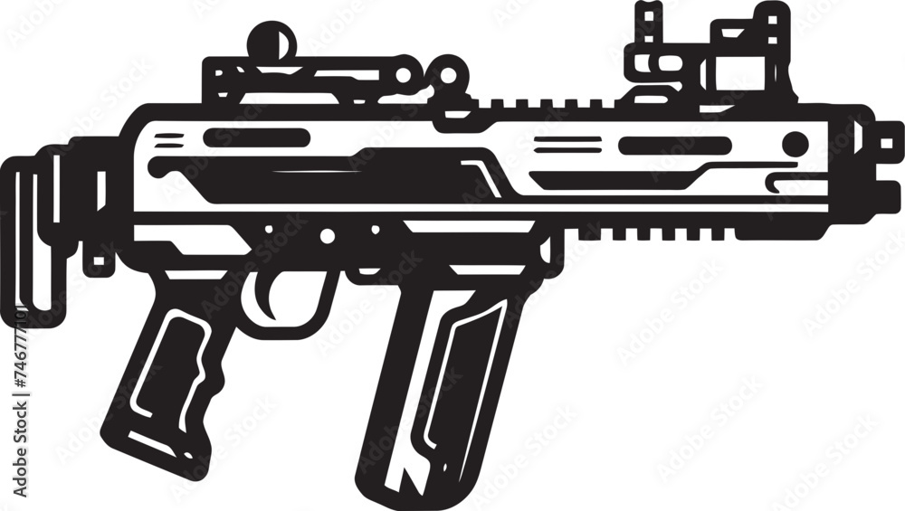 Cyber Shooter Vector Weapon Design Mech Gunner Black Vector Logo Cyber Shooter Vector Weapon Design Mech Gunner Black Vector Logo