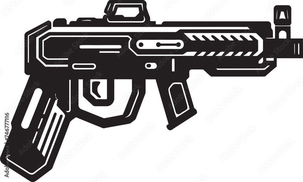 Nano Shooter Vector Weapon Emblem Robo Rifle Black Vector Logo