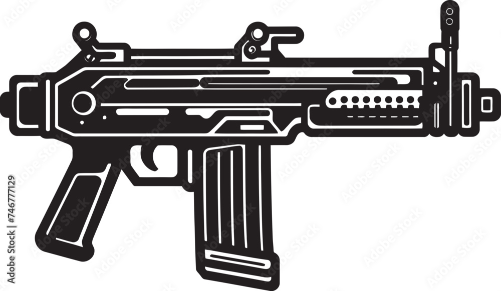 Robo Rifle Black Vector Logo Electric Blaster Machinegun Icon