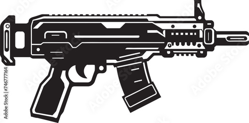Robo Rifle Black Vector Emblem Electric Blaster Machinegun Logo