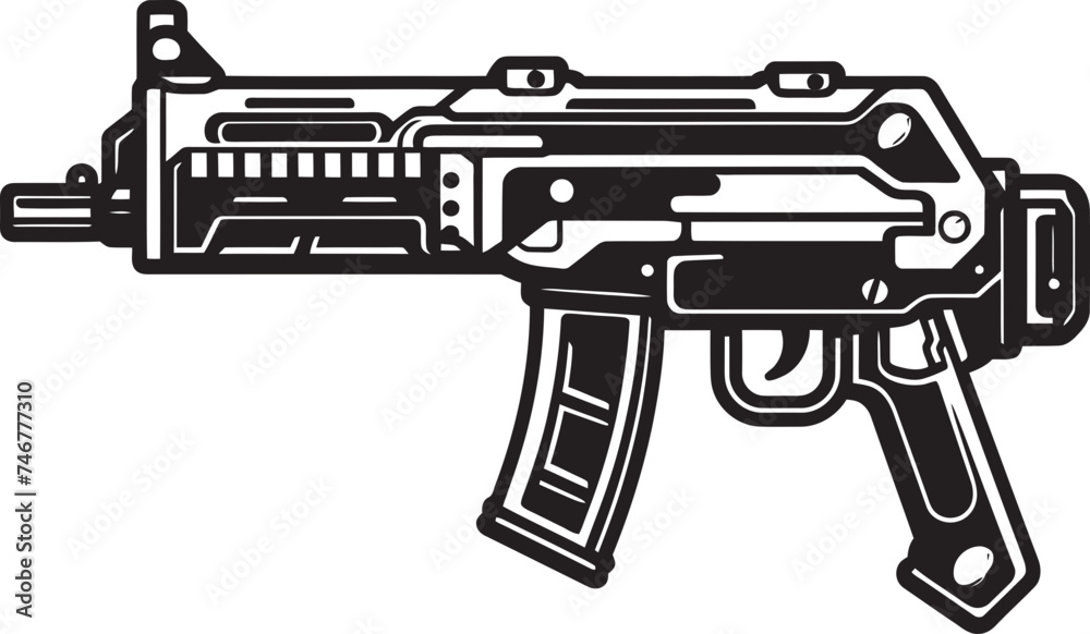 Cybernetic Cannon Vector Weapon Icon Techno Blaster Black Vector Design