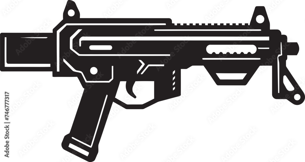 Techno Blaster Black Vector Design Digital Arsenal Machinegun Icon