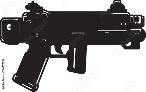 Digital Arsenal Machinegun Icon Cyber Shooter Vector Weapon Logo