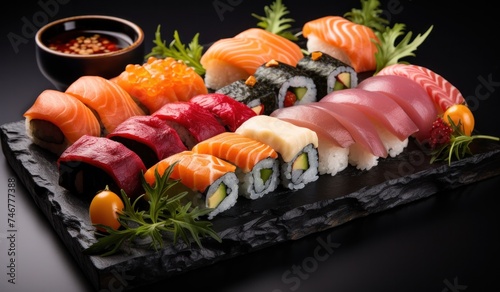 as much sushi as you want on a silver platter