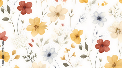 Wallpaper Mural Delicate abstract watercolor flowers, bright cute color pattern Torontodigital.ca