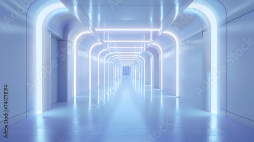 light in the tunnel Empty Futuristic Corridor, Illuminated corridor interior design Empty Room Interior Background 