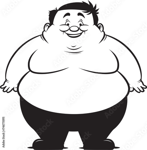 Bulky Badge Fat Man Emblem Icon Pudgy Profile Vector Graphic Logo
