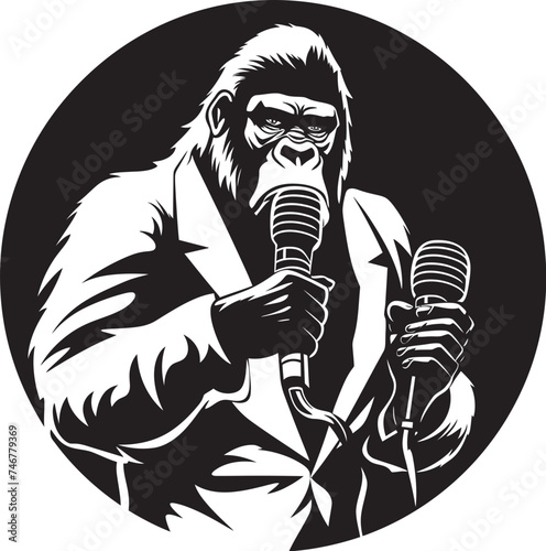 Roar and Record Microphone Vector Badge Groove Grunt Black Vector Logo Design