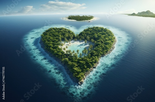 heart shaped island on sea background