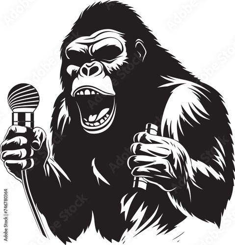 Vocal Vanguard Microphone Emblem Badge Hip hop Hominid Vector Logo Badge