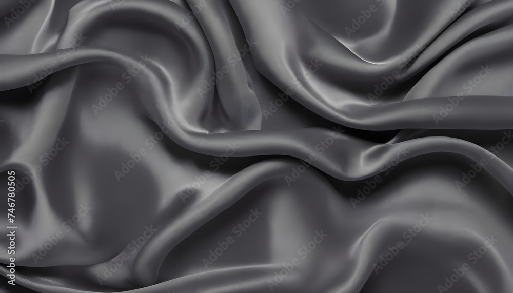 Fototapeta premium Wavy shiny gray silk drapery texture