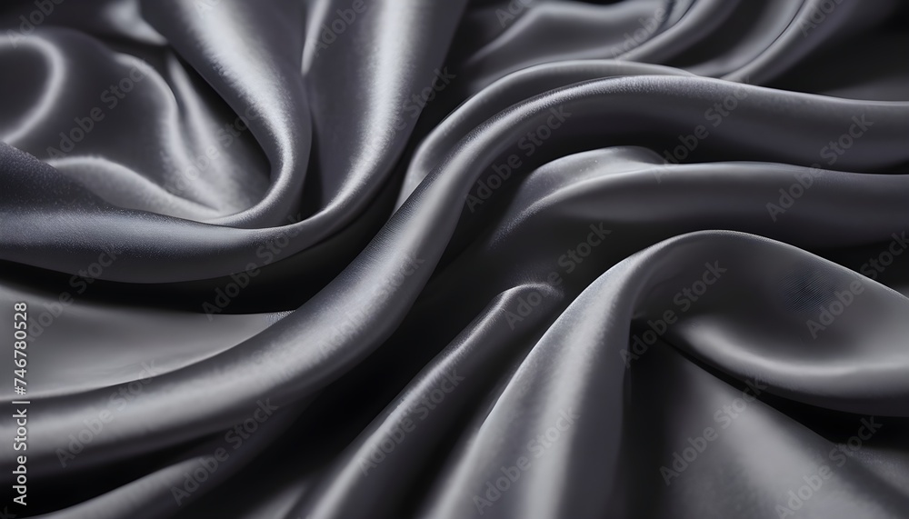 Fototapeta premium Wavy shiny gray silk drapery texture