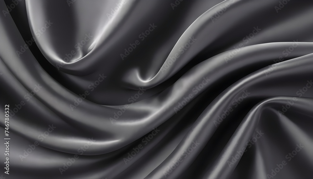 Fototapeta premium Wavy shiny gray silk drapery texture