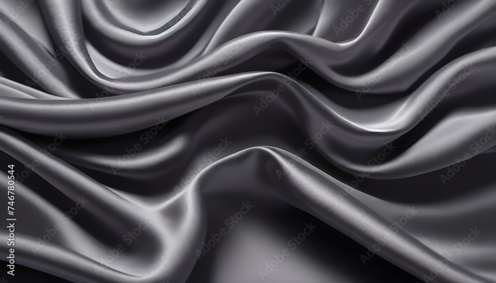 Wavy shiny gray silk drapery texture