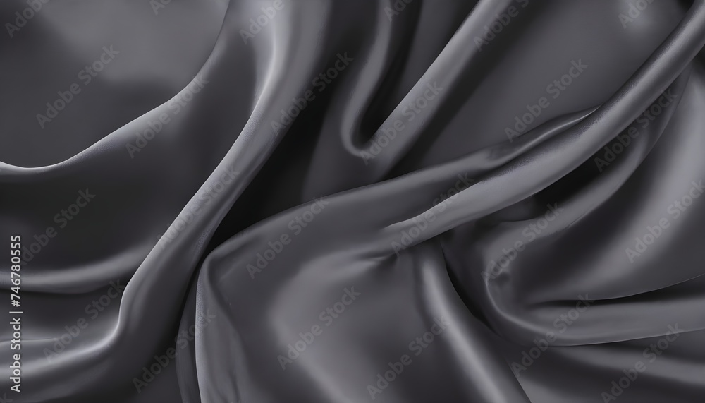 Fototapeta premium Wavy shiny gray silk drapery texture