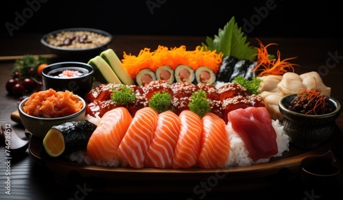 sushi platter with different kinds of sushi,