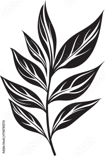 Natures Sketchbook Plant Leaves Badge Icon Sketchy Foliage Vector Emblem Design © BABBAN
