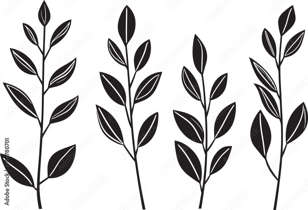 Sketchy Foliage Black Vector Logo Emblem Artistic Greens Plant Leaves Badge Design Sketchy Foliage Black Vector Logo Emblem Artistic Greens Plant Leaves Badge Design