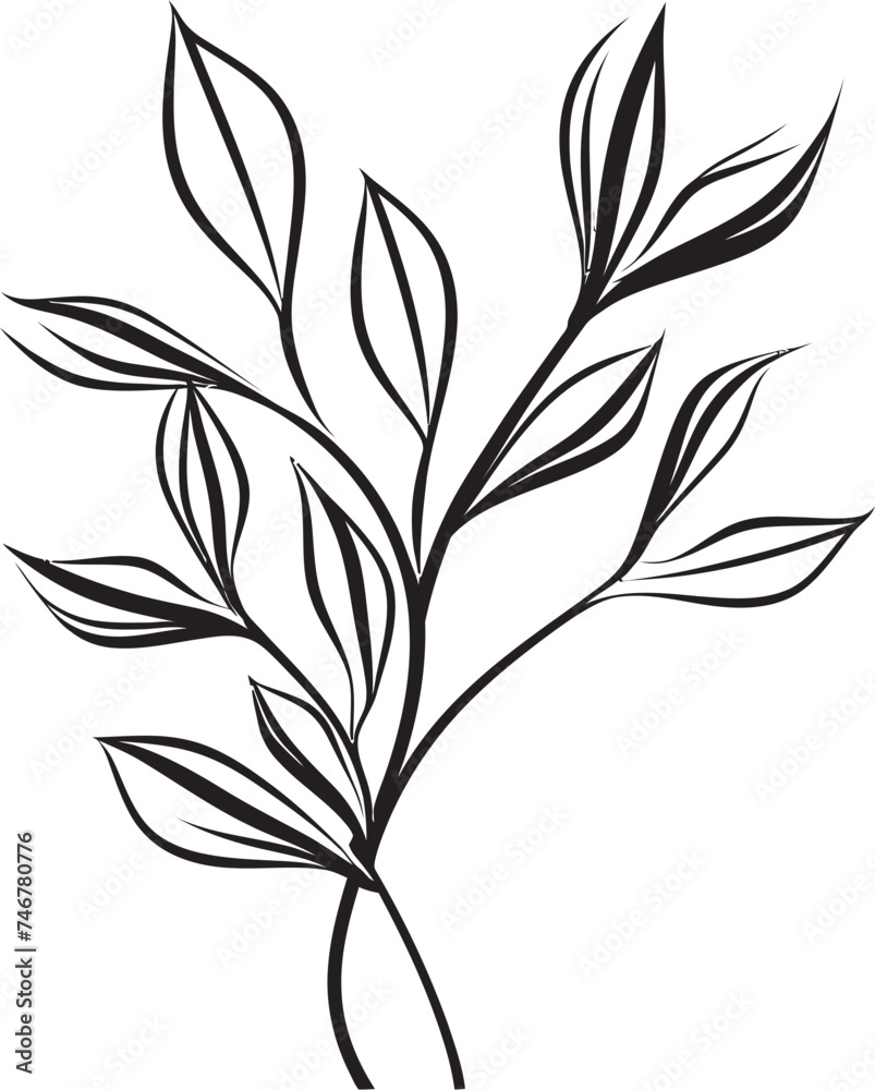 Sketchy Greens Vector Emblem Badge Artistic Flora Hand Drawn Logo Design