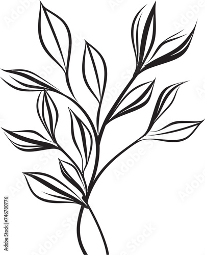Sketchy Greens Vector Emblem Badge Artistic Flora Hand Drawn Logo Design