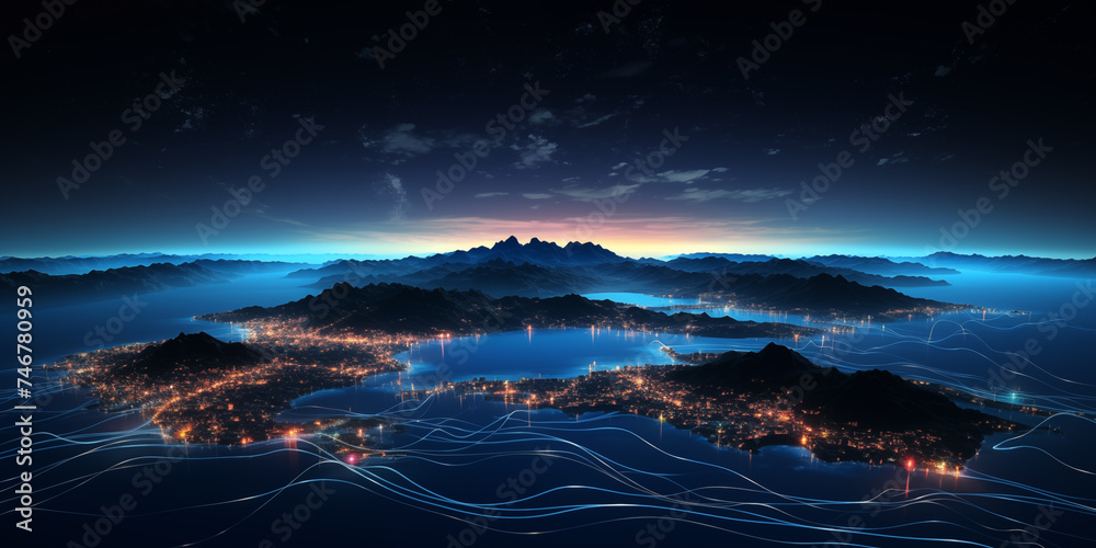 Fototapeta premium Dark Mode Dimensional Background with Subtle Special Elements, Abstract dark blue gradient grayscale for web background design