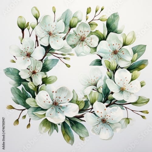 watercolor flower wreath on white card