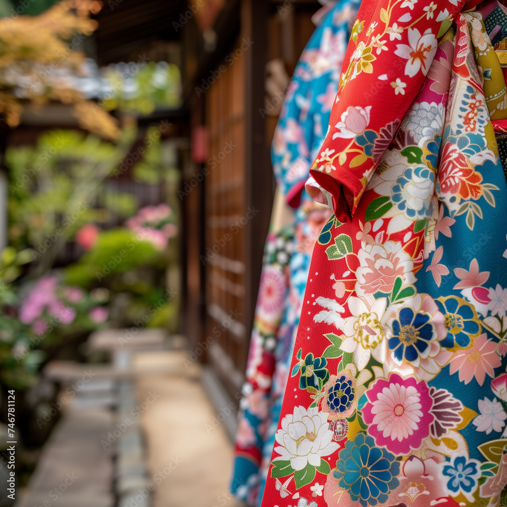 Traditional Japanese Kimonos in Vibrant Colors
