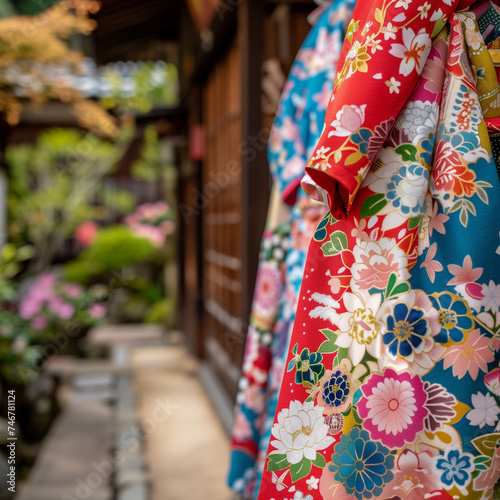 Traditional Japanese Kimonos in Vibrant Colors © HustlePlayground