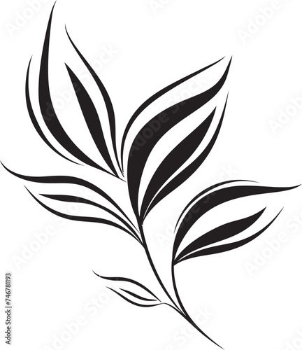 Handcrafted Greens Plant Leaves Emblem Badge Sketchy Flora Vector Logo Sketch