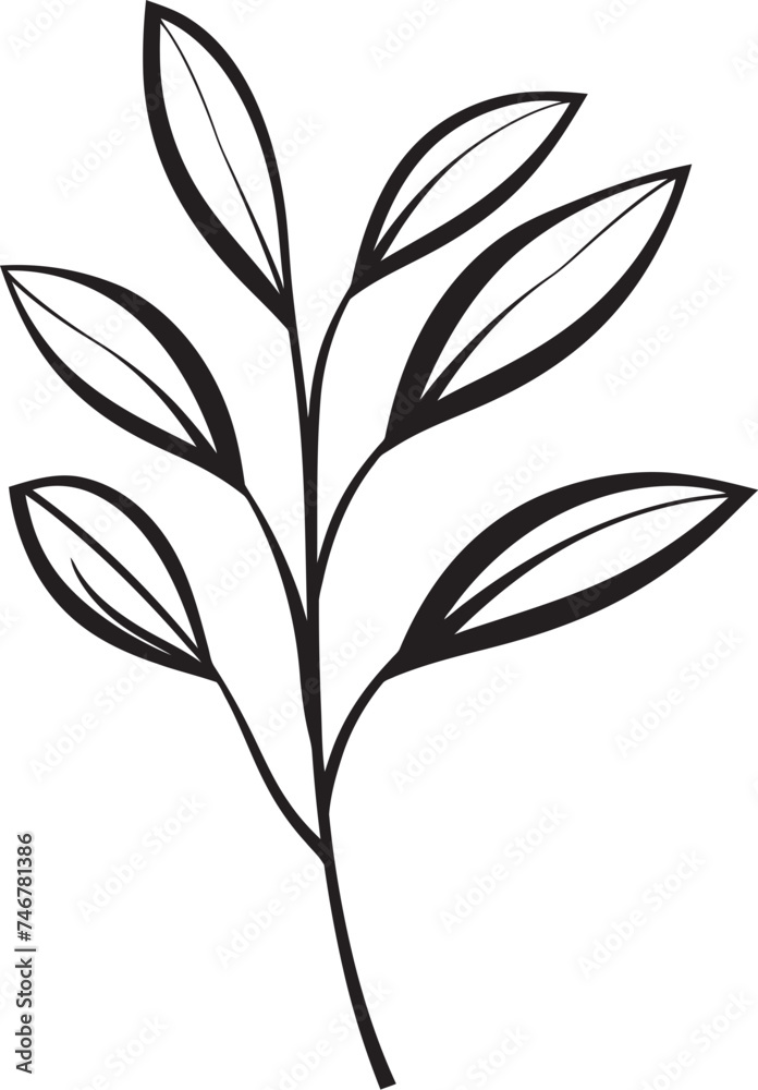 Sketchy Greens Vector Logo Emblem Botanical Harmony Hand Drawn Design