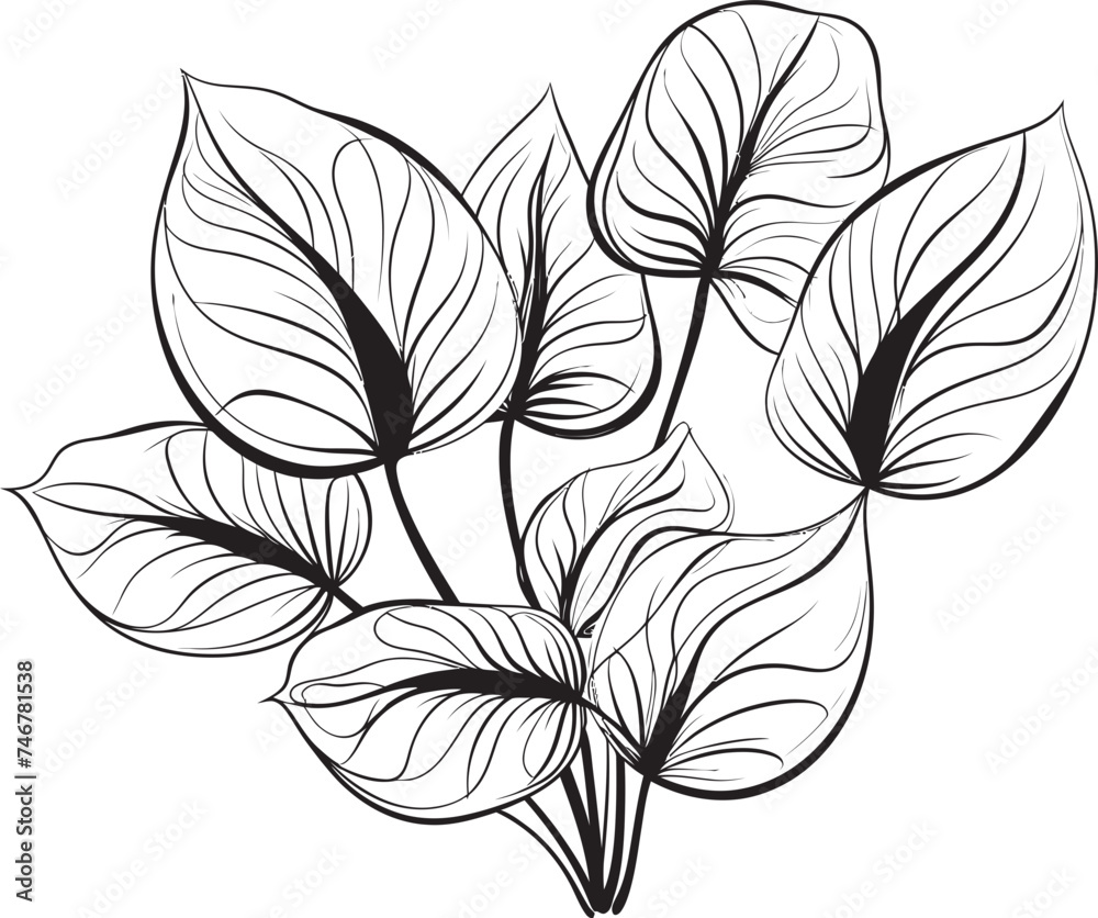 Flora Artistry Hand Drawn Leaf Emblem Verdant Vision Black Vector Logo Badge