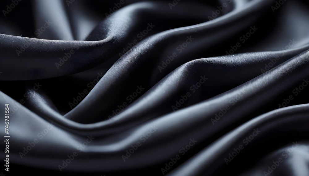 Fototapeta premium Mid dark gray silk texture, wavy, smooth