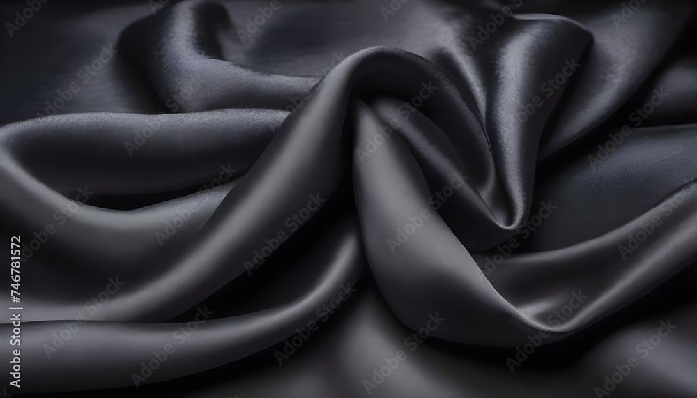 Fototapeta premium Mid dark gray silk texture, wavy, smooth