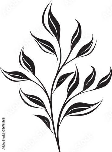 Botanical Bliss Vector Logo Icon Greenery Sketch Hand Drawn Leaf Graphic