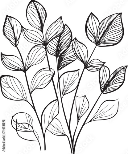 Greenery Sketch Vector Logo Design Flora Artistry Hand Drawn Icon