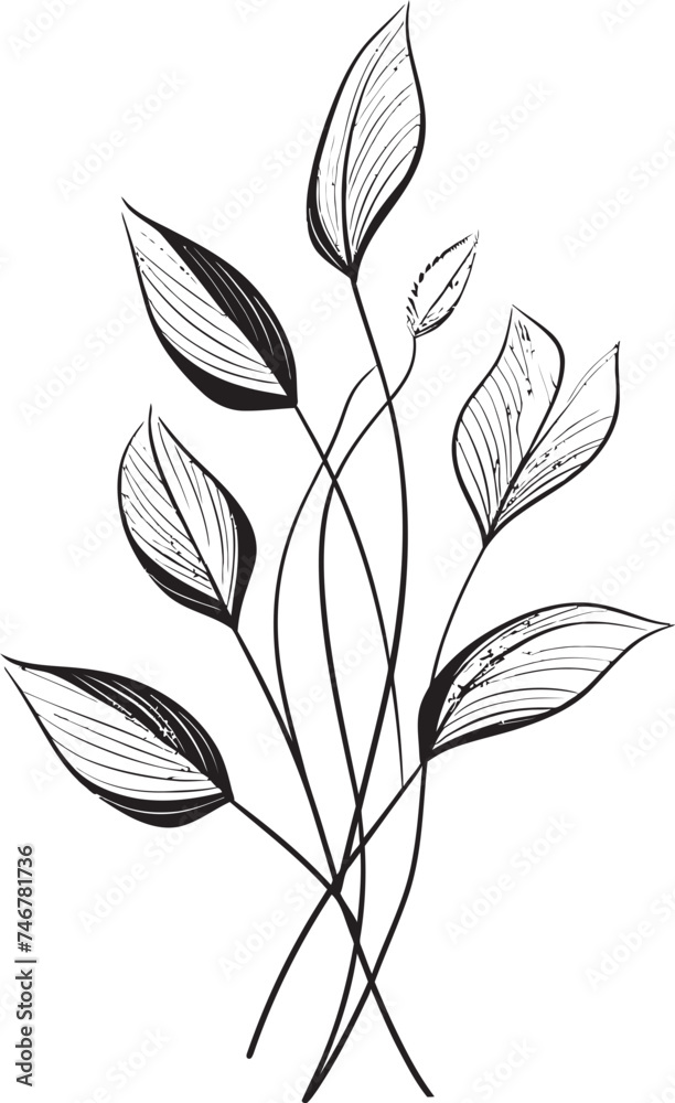 Sketchy Sprouts Hand Drawn Logo Design Lush Drawings Black Vector Leaf Badge