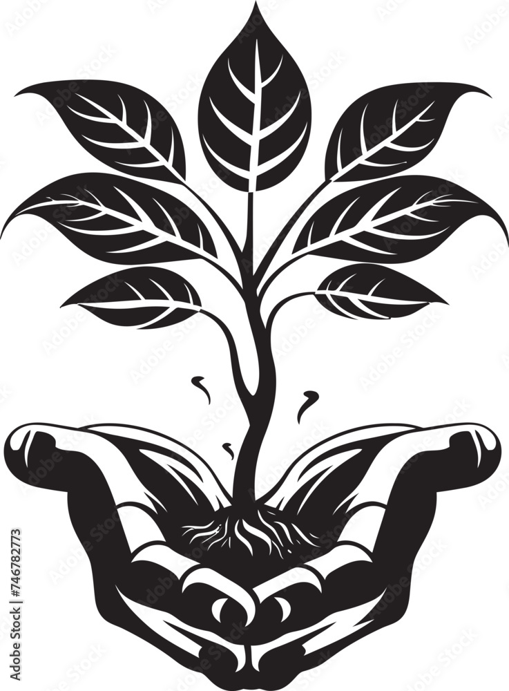 Leafy Lift Vector Graphic Badge Natural Connection Black Vector Emblem