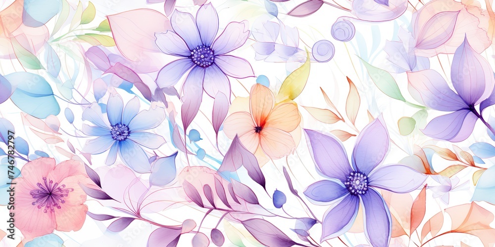AI Generated. AI Generative. Watercolor drawing paint flowers pattern texture surface background decoration. Graphic Art AI Generated. AI Generative. Watercolor drawing paint flowers pattern texture surface background decoration. Graphic Art