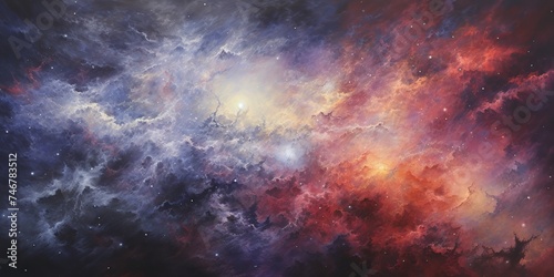 AI Generated. AI Generative. Galaxy space cosmic decorative universe galaxy background in pink dark colors. Graphic Art