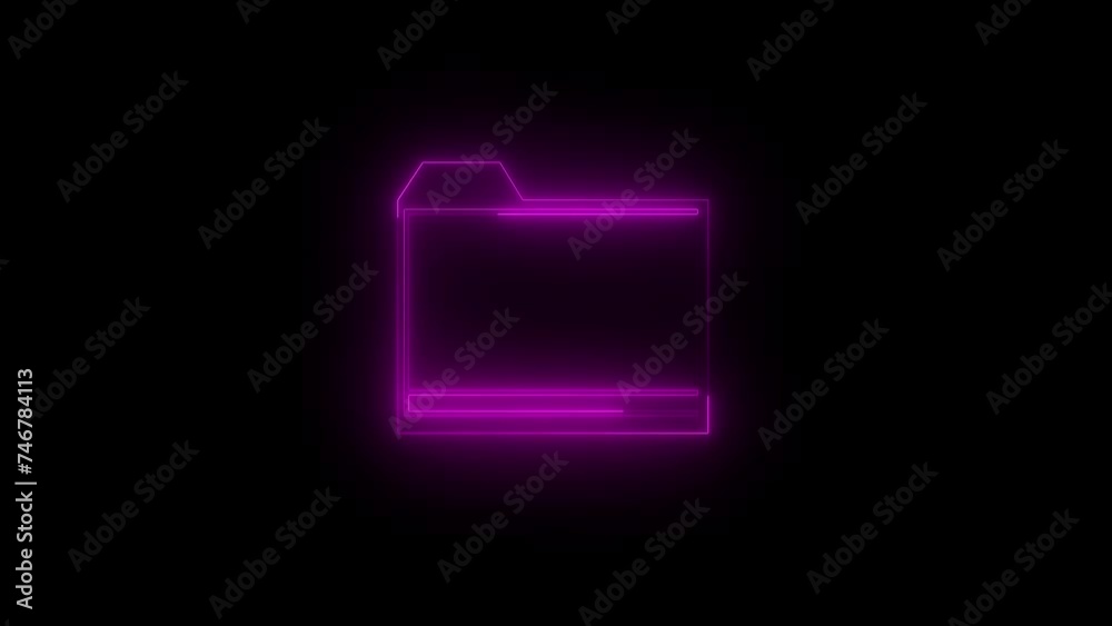 Neon glowing pink myfile icon animation in black background Neon glowing pink myfile icon animation in black background