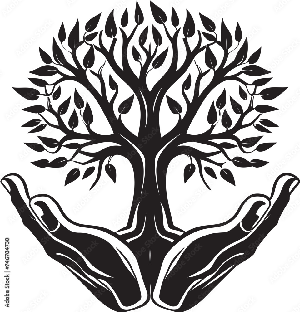 Obraz premium Verdant Grasp Living Plant Badge Greenery Touch Vector Logo Design