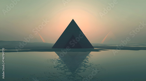 A simple yet striking upside down triangle, designed in a flat vector format, its edges sharp and its proportions balanced, depicted with the utmost realism in high definition