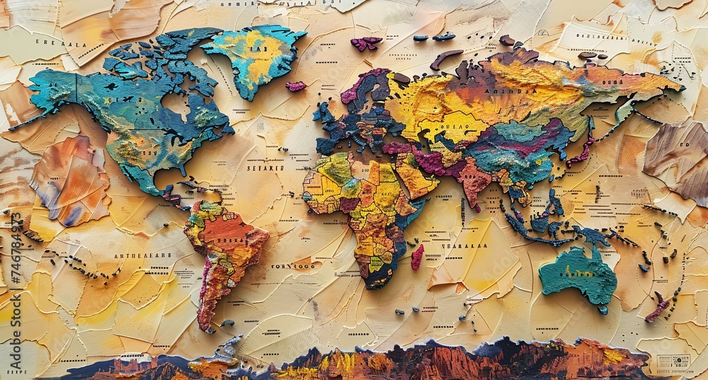 Fototapeta premium 3D world map illustration 