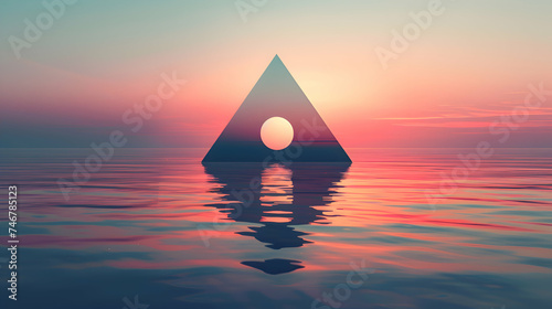 A single upside down triangle, portrayed in a flat vector style, its simplicity accentuated by clean lines and bold colors, appearing remarkably realistic in high definition photo