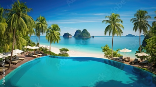 tropical resort pool, generative ai © NAK