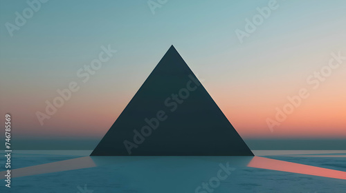 A solitary upside down triangle, rendered in a flat vector style, its form uncomplicated yet visually striking, captured with breathtaking detail by an HD camera photo