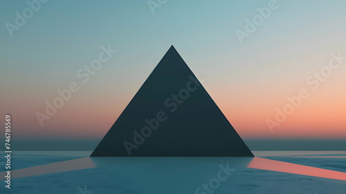 A solitary upside down triangle, rendered in a flat vector style, its form uncomplicated yet visually striking, captured with breathtaking detail by an HD camera