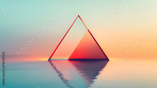 A solitary upside down triangle  rendered in a flat vector style  its form uncomplicated yet visually striking  captured with breathtaking detail by an HD camera