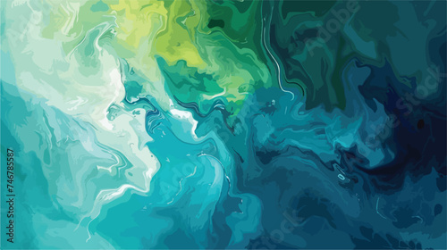 abstract swirling painting of turquoises blues green photo