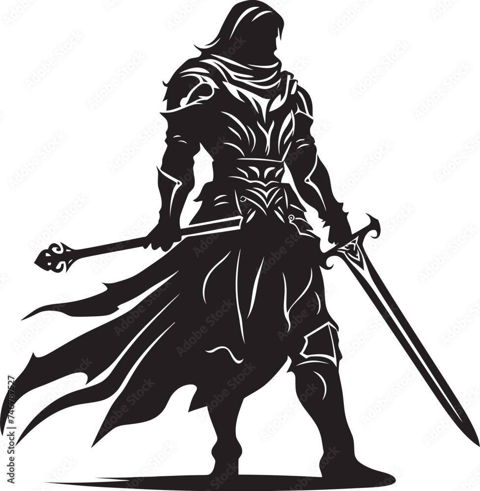 Knights Vigilance Vector Black Logo with Raised Sword Joyful Executive Black Vector Logo of Happy Businessman Stick Figure Knights Vigilance Vector Black Logo with Raised Sword Joyful Executive Black Vector Logo of Happy Businessman Stick Figure